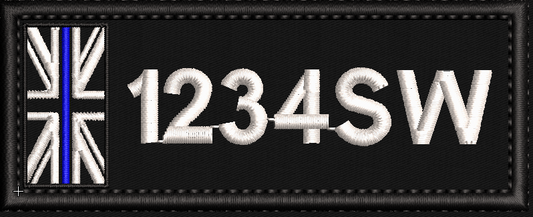 10X4 cm Embroidered Thin Blue Line Name Patch - uniform - emergency services