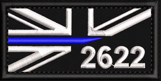 8X4 cm Embroidered Half thin Blue Line patch - uniform - emergency services
