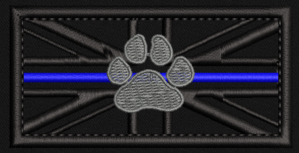 8x4cm Uniform Patch - Dog Handler Thin Blue Line - K9 - Uniform