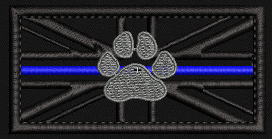 8x4cm Uniform Patch - Dog Handler Thin Blue Line - K9 - Uniform