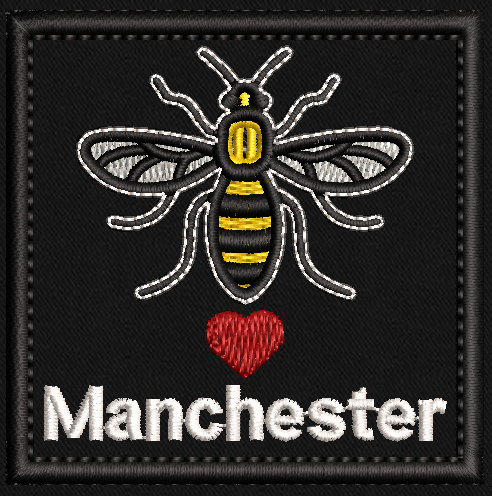 6X6 cm Embroidered Manchester Bee Patch -  Morale patch