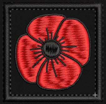 4.5X4.5cm Fire Tunic Poppy Patch - Fireservice - 999 - Firefighter - Poppy