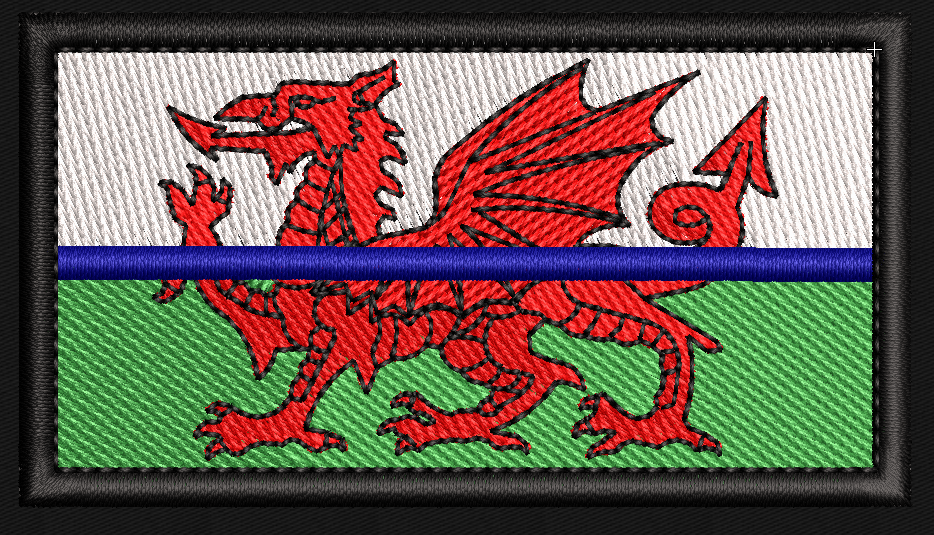9x5 cm Embroidered Welsh Thin Line Patch - uniform - emergency services