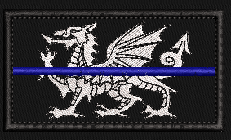 9x5 cm Embroidered Welsh Thin Line Patch - uniform - emergency services