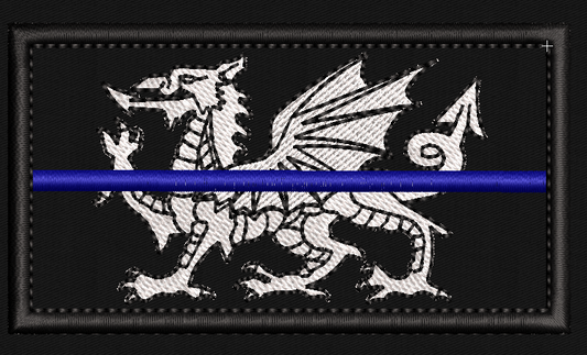 9x5 cm Embroidered Welsh Thin Line Patch - uniform - emergency services
